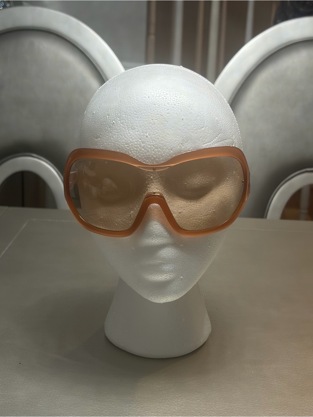 PRADA SPR050 SHIELD SUNGLASSES PINK BEIGE TRANSLUCENT GAC 9N1